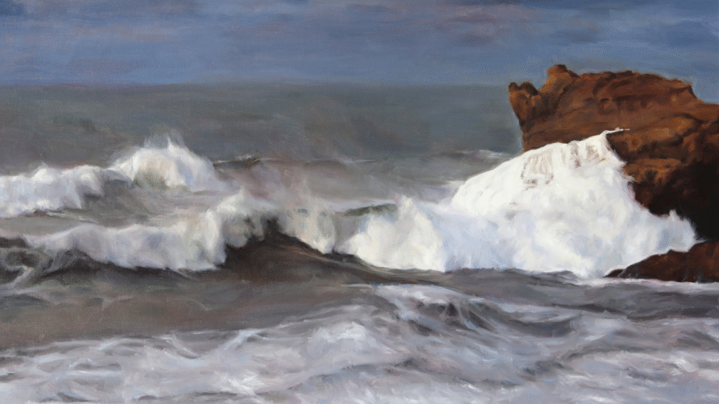 Maleri af kysten på Bornholm af kunstneren Daniel O'Rourke