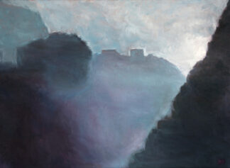 Mist at Hammershus, maleri af kunstner Daniel O'Rourke, Bornholm.